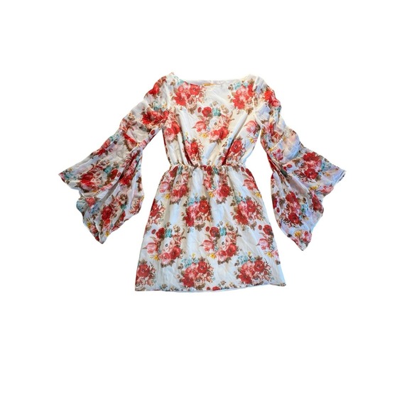 Alice + Olivia Dresses & Skirts - Alice + Olivia‎ Bell Sleeve XS Floral Silk Bohemian Dress C103517683